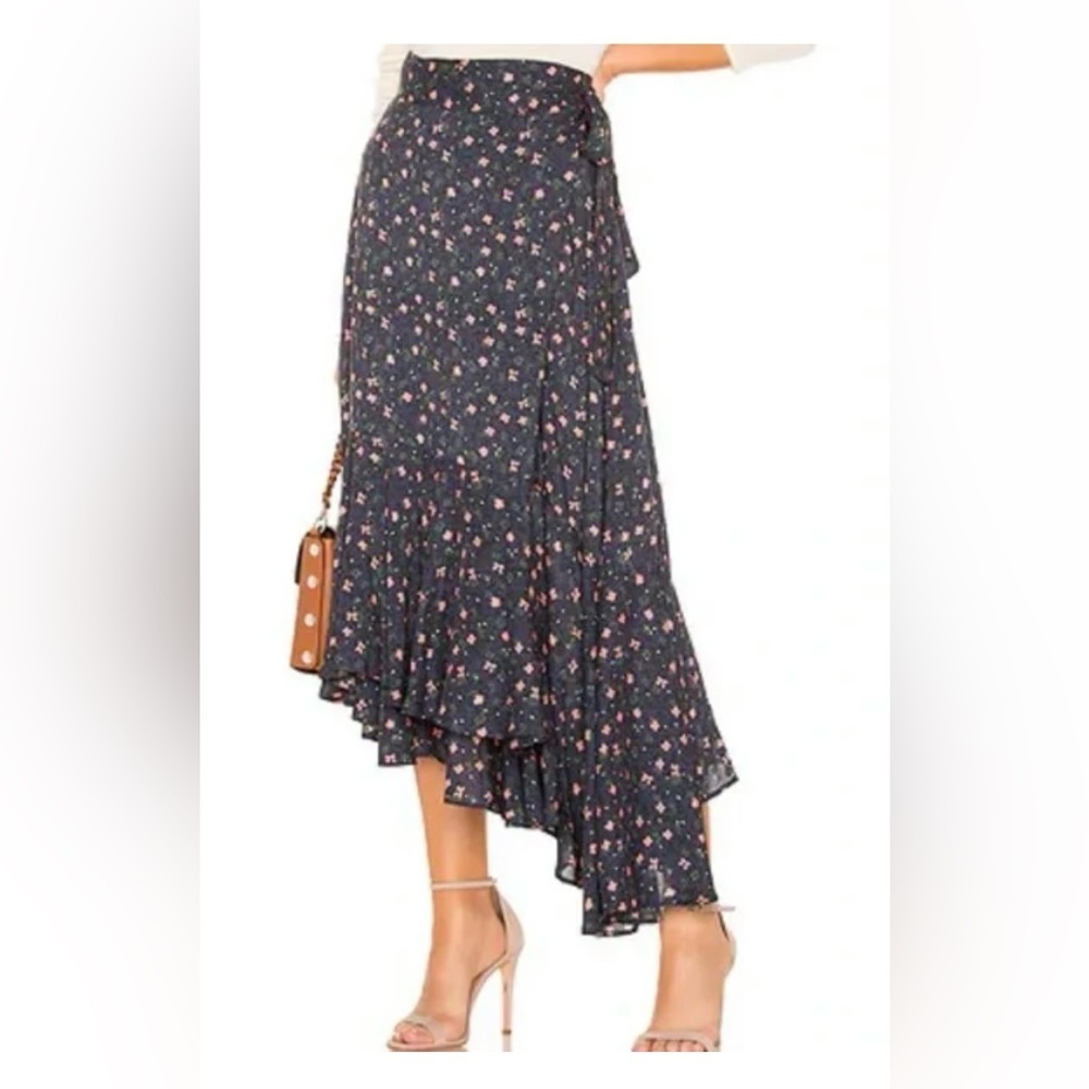 APIECE APART Rosita wrap midi skirt navy night floral